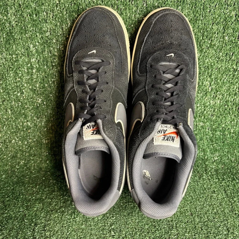 Nike Air Force 1 Low 07 LV8 Texture Croc Leather Low Top Sneaker Black Mens 12